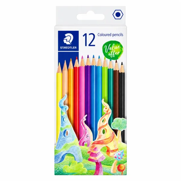Staedtler 175 coloured pencils in a 12-colour Value Offer cardboard box