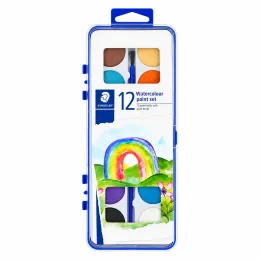 Staedtler 12 Colour Watercolour Paint Set with Paintbrush in Case