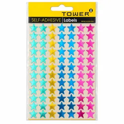 TOWER mixed metallic star stickers 14mm 168 pack for classroom rewards, schoolwork marking and crafts