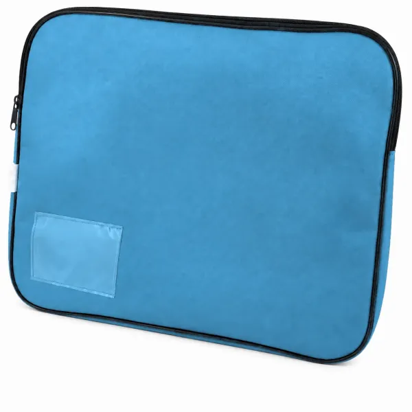 Blue Treeline canvas book bag with zip closure, 5cm gusset and clear name-card holder