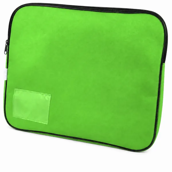 Lime Green Treeline canvas book bag with zip closure, 5cm gusset and clear name-card holder