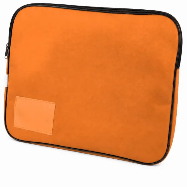 Orange Treeline canvas book bag with zip closure, 5cm gusset and clear name-card holder