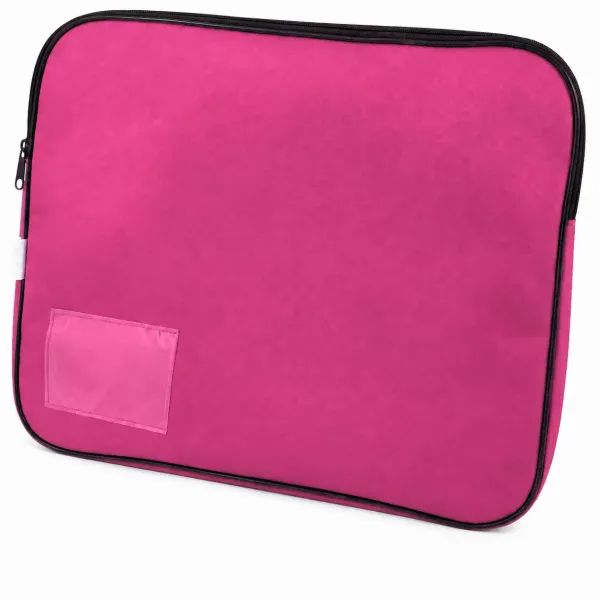 Pink Treeline canvas book bag with zip closure, 5cm gusset and clear name-card holder