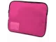 Angled view of the Treeline Pink canvas book bag showing the zip edge and clear name-card holder