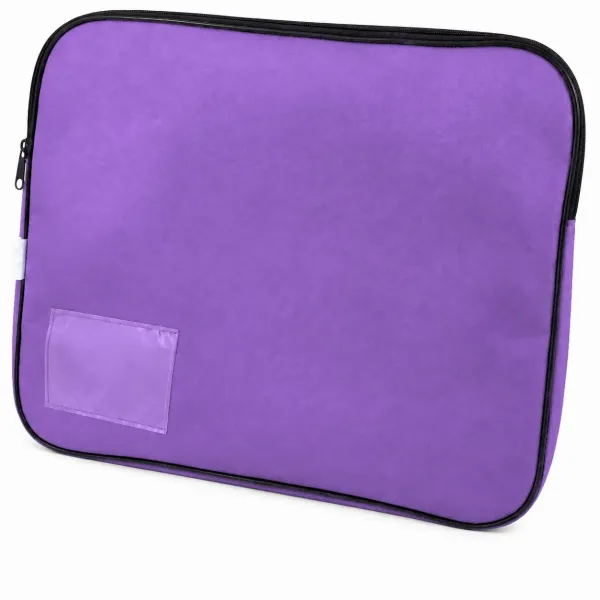 Purple Treeline canvas book bag with zip closure, 5cm gusset and clear name-card holder