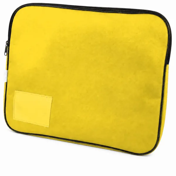 Yellow Treeline canvas book bag with zip closure, 5cm gusset and clear name-card holder