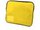 Angled view of the Treeline Yellow canvas book bag showing the zip edge and clear name-card holder