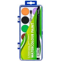 Treeline Watercolour Paints 12 Colours with Paintbrush in Case