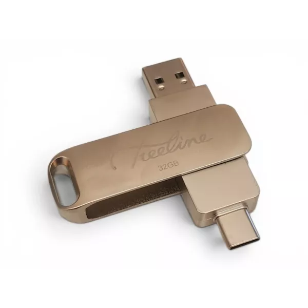 Treeline 32GB 2-in-1 OTG USB flash drive with Type-A and Type-C connectors