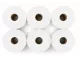 Top view of six white AutoCut paper hand towel rolls showing roll cores