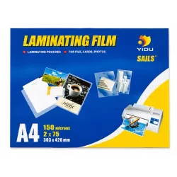 YIDU A4 Laminating Pouches 150 Micron 100 Pack YIDU A4 gloss laminating pouches 150 micron 100 pack for certificates, notices and office documents