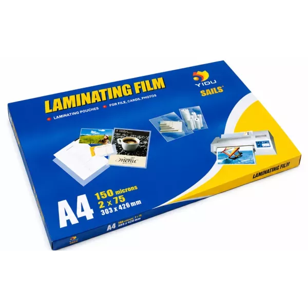 YIDU A4 Laminating Pouches 150 Micron 100 Pack YIDU A4 gloss laminating pouches 150 micron 100 pack for certificates, notices and office documents