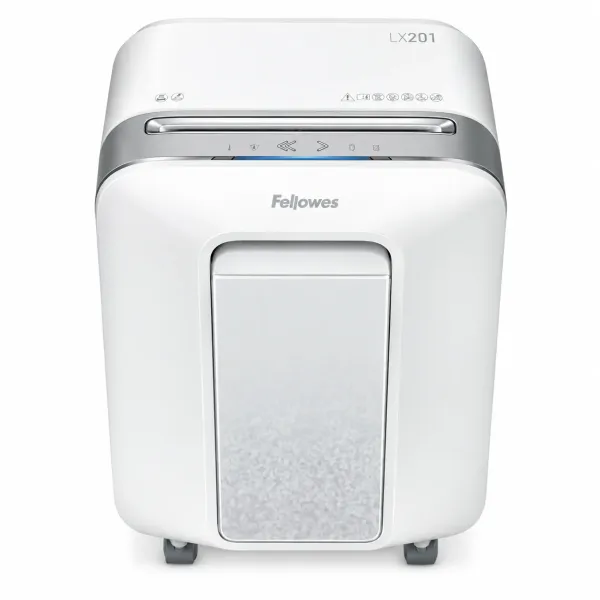 Fellowes Powershred LX201 white P-5 micro-cut shredder 12 sheet