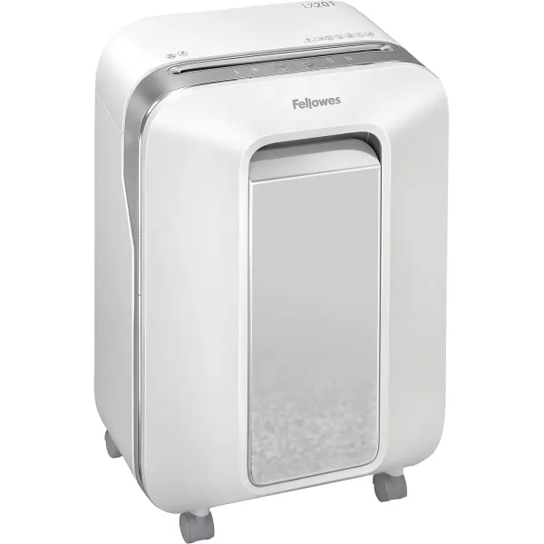 Fellowes Powershred LX201 white P-5 micro-cut shredder 12 sheet