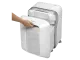 Fellowes Powershred LX201 white shredder with pull-out waste bin open