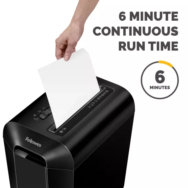 Fellowes LX65 Cross-Cut Shredder Angled View Angled view of the Fellowes Powershred LX65 black cross-cut paper shredder