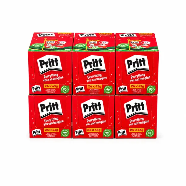 PRITT Glue Stick 43g Dispenser Box 24 Pack Angled View PRITT Glue Stick 43g Dispenser Box 24 Pack angled product view
