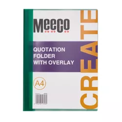 MEECO A4 Quotation Folder with Overlay - Green MEECO A4 Quotation Folder with Overlay - Green