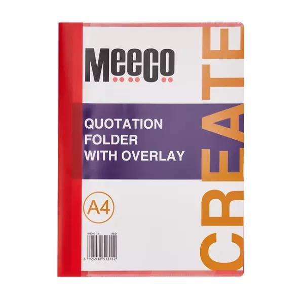MEECO A4 Quotation Folder with Overlay - Red MEECO A4 Quotation Folder with Overlay - Red