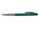 BIC Clic Medium Ballpoint Pen Green Side View BIC Clic Medium Ballpoint Pen Green shown from the side with retractable click top, pocket clip and semi-clear barrel