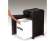 Fellowes AutoMax 350C shredder front angled view Fellowes AutoMax 350C P-4 cross-cut auto feed shredder front angled view