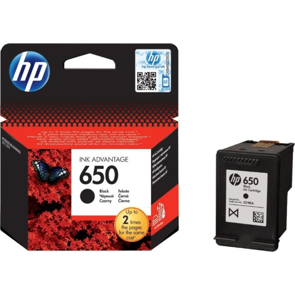 HP 650 Black Original Ink Cartridge (CZ101AK) HP 650 Black Original Ink Cartridge (CZ101AK)