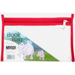 MEECO A5 Book Bag Clear PVC with Zip Red MEECO A5 Book Bag Clear PVC with Zip Red