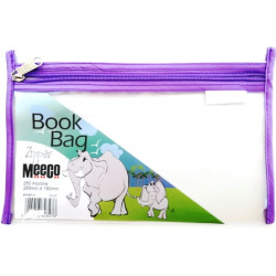 MEECO A5 Book Bag Clear PVC with Zip Violet MEECO A5 Book Bag Clear PVC with Zip Violet