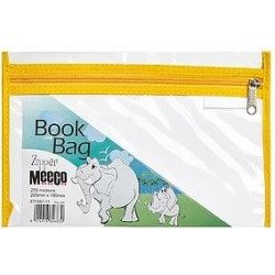 MEECO A5 Book Bag Clear PVC with Zip Yellow MEECO A5 Book Bag Clear PVC with Zip Yellow