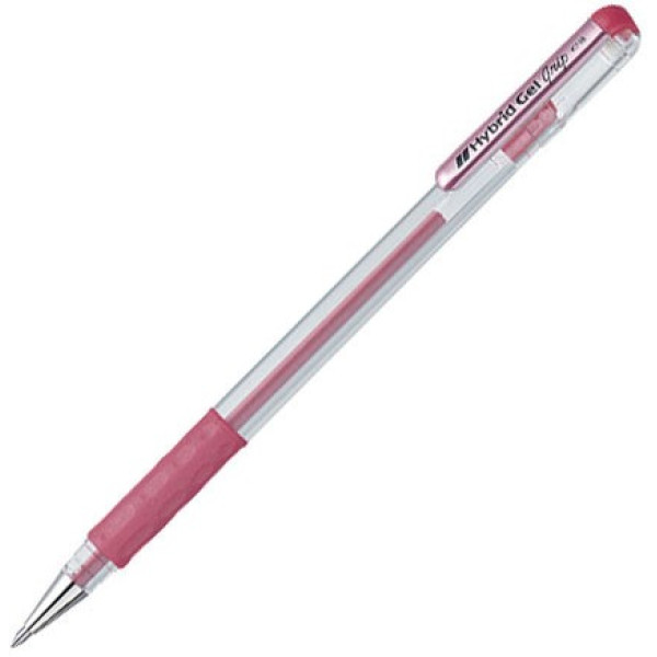 PENTEL Hybrid Gel Grip Roller Pen Pink Metallic
