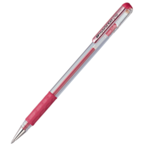 PENTEL Hybrid Gel Grip Roller Pen Red Metallic