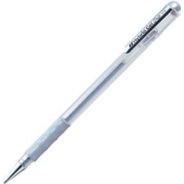 PENTEL Hybrid Gel Grip Roller Pen Silver Metallic