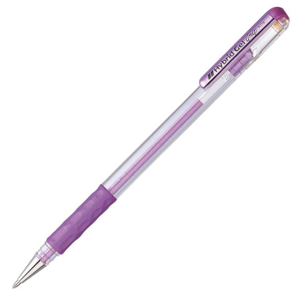 PENTEL Hybrid Gel Grip Roller Pen Violet Metallic