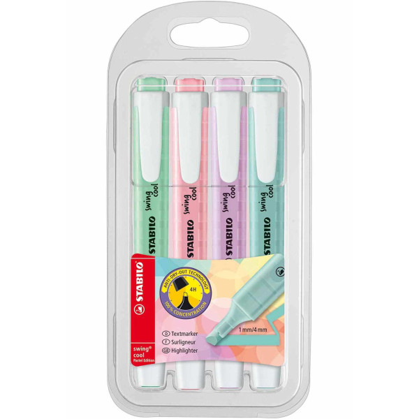 STABILO Swing-Cool Pastel Highlighters - Wallet 4 (Assorted) STABILO Swing-Cool Pastel Highlighters - Wallet 4 (Assorted)