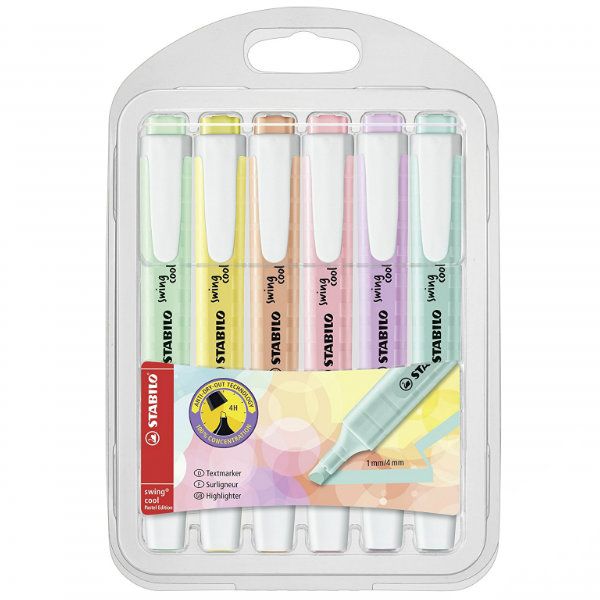 STABILO Swing-Cool Pastel Highlighters - Wallet 6 (Assorted) STABILO Swing-Cool Pastel Highlighters - Wallet 6 (Assorted)