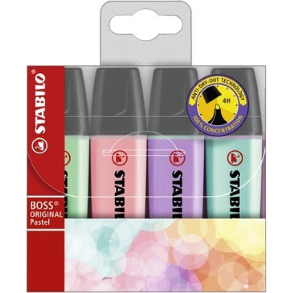 STABILO Boss Pastel Highlighters - Wallet 4