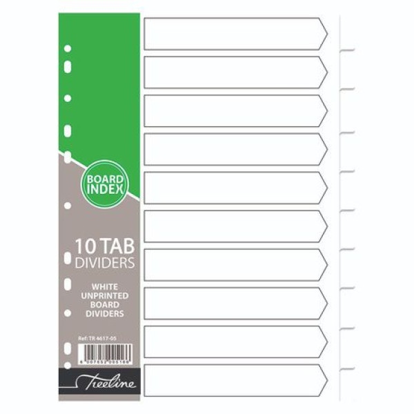 TREELINE A4 Divider Board (10 Tab) - White TREELINE A4 Divider Board (10 Tab) - White