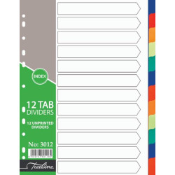 TREELINE A4 Divider PVC 12 Tab - Not Printed TREELINE A4 Divider PVC 12 Tab - Not Printed