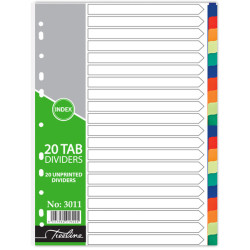 TREELINE A4 Divider PVC 20 Tab - Not Printed TREELINE A4 Divider PVC 20 Tab - Not Printed
