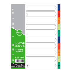 TREELINE A4 Divider PVC Numbered Index 1 to 10 - Printed TREELINE A4 Divider PVC Numbered Index 1 to 10 - Printed