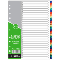 TREELINE A4 Divider PVC Numbered Index 1 to 31 - Printed TREELINE A4 Divider PVC Numbered Index 1 to 31 - Printed