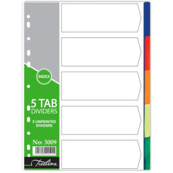 TREELINE A4 Divider PVC 5 Tab - Not Printed TREELINE A4 Divider PVC 5 Tab - Not Printed
