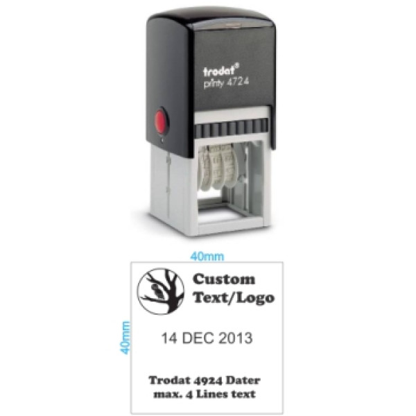 TRODAT 4724 Dater Custom Self Inking Rubber Stamp - 40 x 40mm TRODAT 4724 Dater Custom Self Inking Rubber Stamp - 40 x 40mm