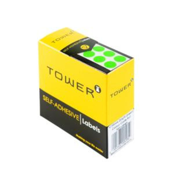 Tower Colour Code Labels Round 10mm Diameter Fluorescent Green