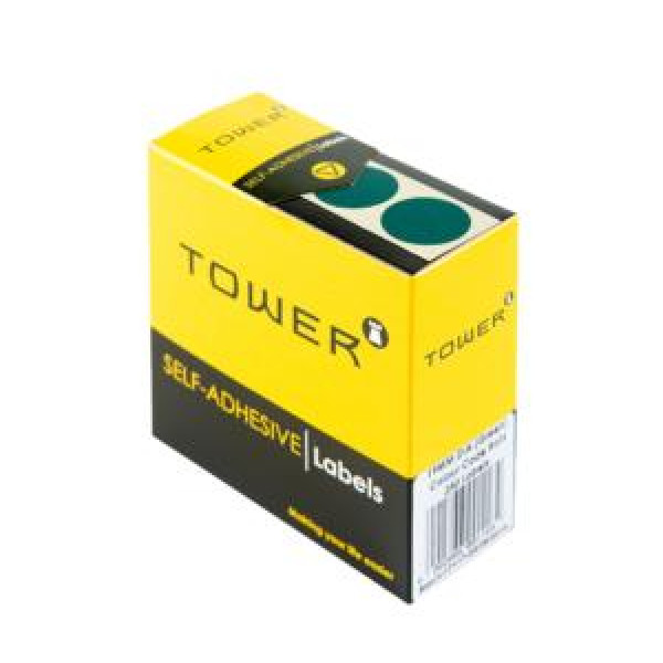 Tower Colour Code Labels Round 19mm Diameter Green