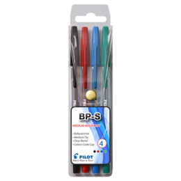 PILOT BPS Ballpoint MEDIUM - Wallet 4 - Pack of 4 Pens
