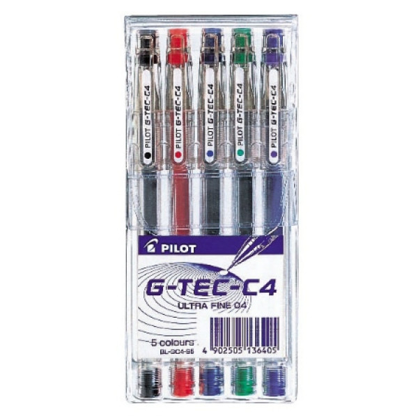 PILOT G-Tec C4 Extra Fine Needle Tip Gel Pens 0.4mm - Wallet of 5 PILOT G-Tec C4 Extra Fine Needle Tip Gel Pens 0.4mm - Wallet of 5