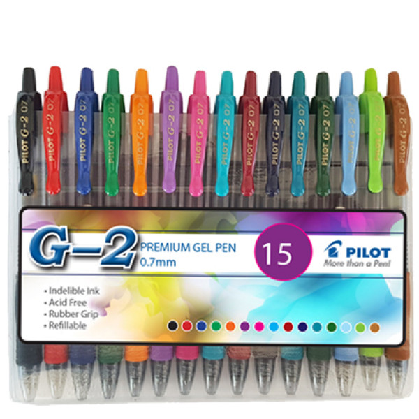 PILOT G2 Retractable Gel Ink Pen Fine 0.7mm - Wallet of 15 (11 + 4) PILOT G2 Retractable Gel Ink Pen Fine 0.7mm - Wallet of 15 (11 + 4)