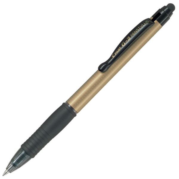 PILOT G2 Stylus Retractable Gel Rollerball Pen Gold Barrel - Black ink