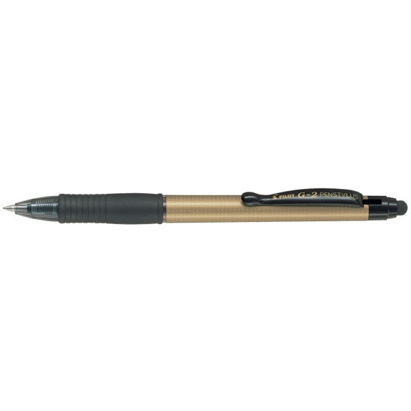 PILOT G2 Stylus Retractable Gel Rollerball Pen Gold Barrel - Black ink